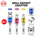CN Drill Socket Adaptor 1/4'' Hex Shank Set (1/4'', 3/8'', 1/2'')